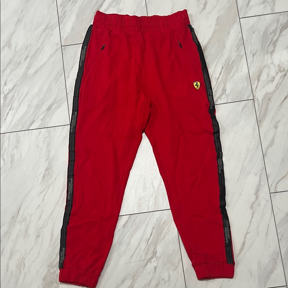 Ferrari Red Sweatpants with Black Accents